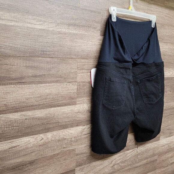 NEW Size 14 Isabel Maternity Bermuda Black Jean Shorts Crossover‎ Panel Black - Picture 5 of 16